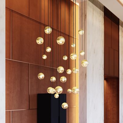 Shown in Brass w/ Clear Glass finish, Assorted Grape size, in use