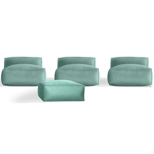 Spazio Outdoor Chair Set of 3 with Ottoman