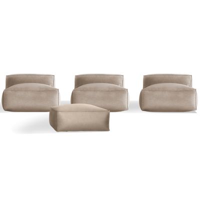 Spazio Outdoor Chair Set of 3 with Ottoman