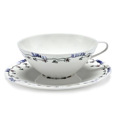 Midnight Flowers Tea Cup with Saucer