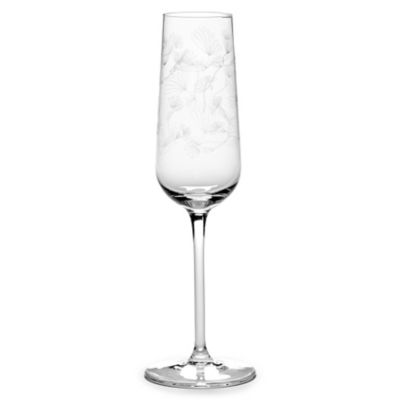 Midnight Flowers Flute Champagne Glass, Set of 4