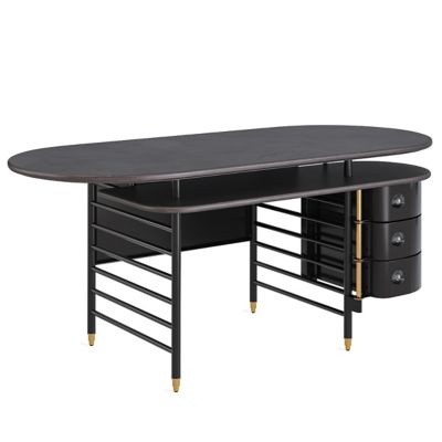 Steelcase Frank Lloyd Wright Racine Desk with Storage - Color: Black/Painted - Size: 35 in x 72 in - FLWRLDESK3572WSBBO