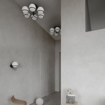 Shown in Black finish, 6 lights, in use, unlit