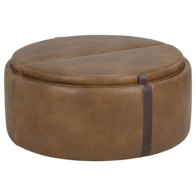 Borelli Wheeled Storage Ottoman(Tobacco w/Chestnut)-OPEN BOX