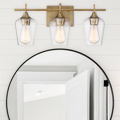 Shown in Warm Brass finish, 3 Light, In Use