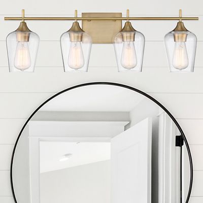 Shown in Warm Brass finish, 4 Light, in use