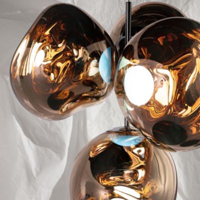Shown in Copper Shade Color, Gold Stem finish, Small size, lit