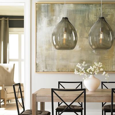 Shown in Smoke shade, Satin Nickel finish, in use