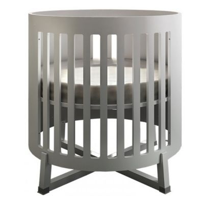 Soren Round Convertible Crib (White/Wood) - OPEN BOX RETURN