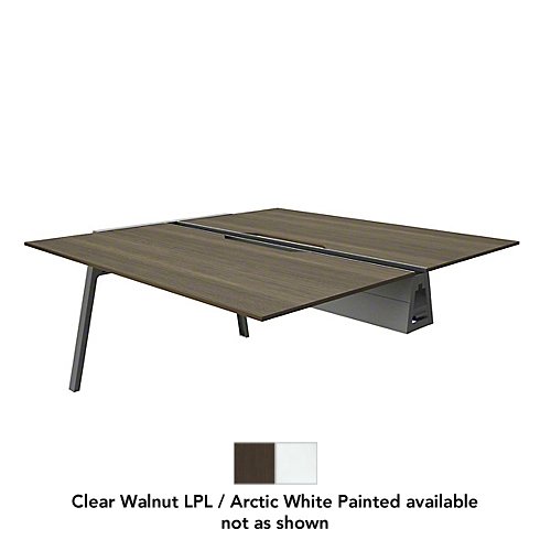 Bivi Table Plus Two Desk (Clear Walnut LPL/Arctic White Painted/2-Pack Plug & Play) - OPEN BOX RETURN