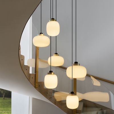 Legier 6 Light Chandelier(Black w/Grey&White Glass)-OPEN BOX