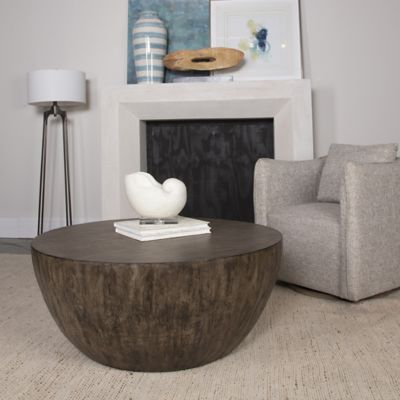 Aron round deals wood coffee table