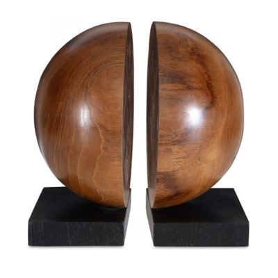 Teak and Noir Bookends, Set of 2
