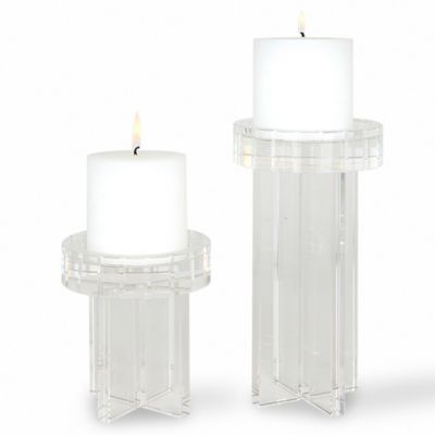 Crystal Pillar Candleholders, Set 2