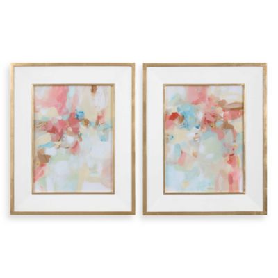 A Touch Of Blush And Rosewood Fences Art, Set of 2