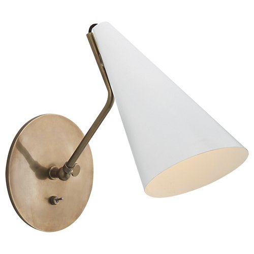 Clemente Wall Sconce (White & Antique Brass)-OPEN BOX RETURN