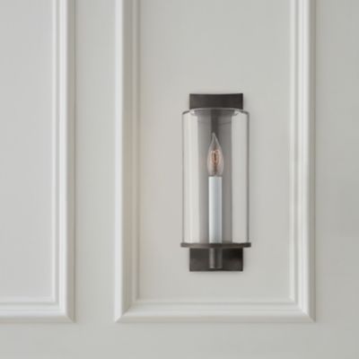 Deauville Single Sconce in Hand-Rubbed Antique Brass with Clear Glass