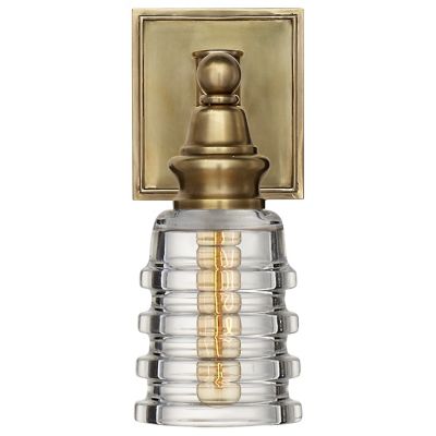 Shown in Clear Ribbed Narrow shade with Antique-Burnished Brass finish