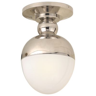 Visual Comfort Siena Small Flush Mount in Hand-Rubbed Antique Brass with  White Glass