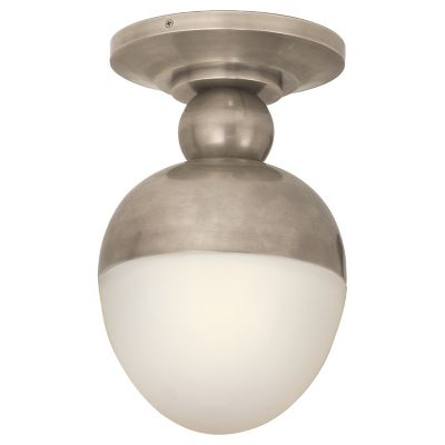 Visual Comfort Siena Small Flush Mount in Hand-Rubbed Antique Brass with  White Glass