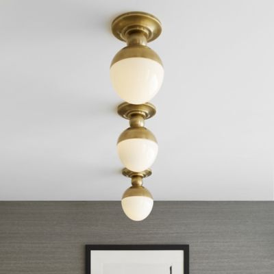 Visual Comfort Siena Small Flush Mount in Hand-Rubbed Antique Brass with  White Glass