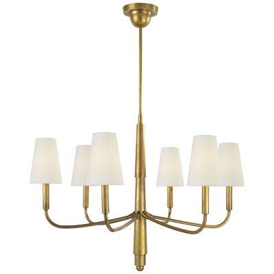 Thomas O'Brien Vivian Large Two-Tier Chandelier in Hand-Rubbed Antique  Brass with Natural Paper Shades