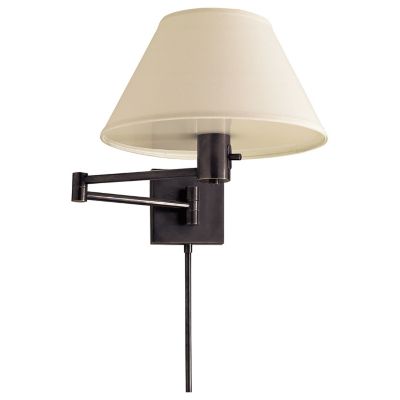 Classic Swing Arm Wall Sconce with Linen Shade