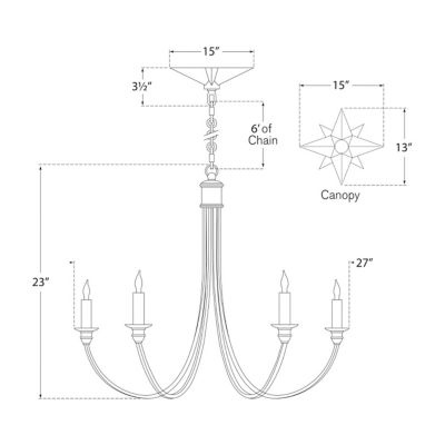 Eric Cohler Venetian Medium Chandelier in Hand-Rubbed Antique Brass