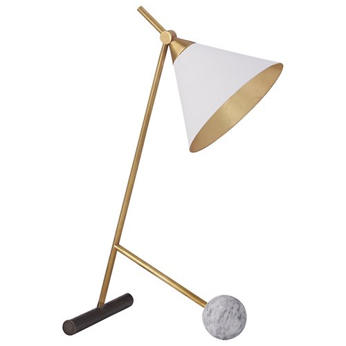 Cleo Table Lamp (Burnished Brass with White)-OPEN BOX RETURN