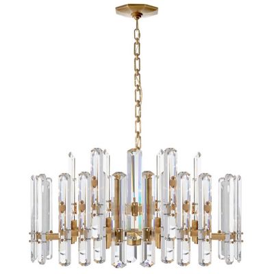 Lido Large Chandelier in Antique Mirror and Hand-Rubbed Antique Brass -  Ceiling Lights