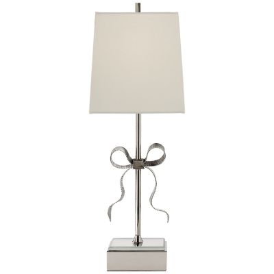 Ellery Gros-Grain Bow Table Lamp(Nickel w/ Cream) - OPEN BOX