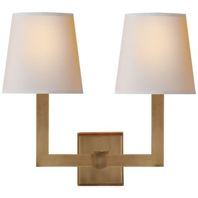 Square Tube Wall Sconce (Brass|Natural Paper) - OPEN BOX