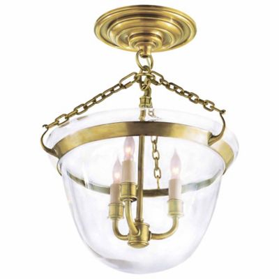Country Bell Jar Semi-Flushmount (Burnished Brass)-OPEN BOX