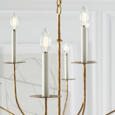 Shown in Gilded Iron finish, detail view, lit