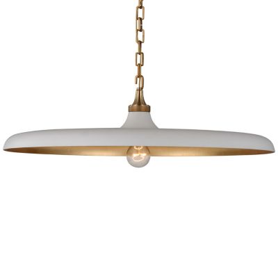 Visual Comfort Piatto Medium Pendant, Hand-Rubbed Antique Brass / Plaster White