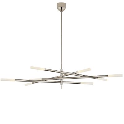 Shown in Polished Nickel finish, Etched Crystal, 8 Light, lit