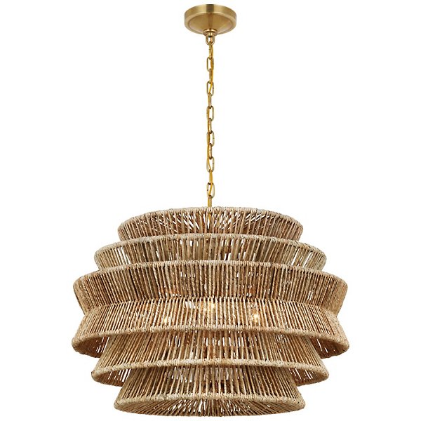 Visual Comfort Launceton Modern Classic Burnished Brass Metal Oval  Chandelier Oversized (Greater than 35 W)