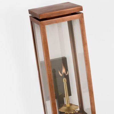 Shown in Soft Copper finish, Small size, detail view, lit