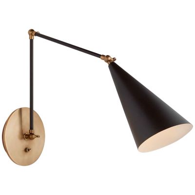 Clemente Swing Arm Wall Sconce (Black with Brass) - OPEN BOX