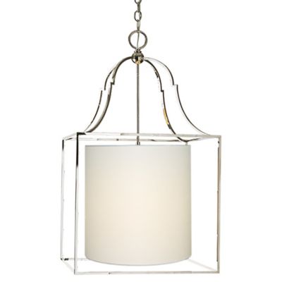 Gustavian Lantern Pendant (Polished Nickel w/Linen)-OPEN BOX