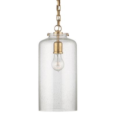 Katie Cylinder Pendant (Brass|Seeded Glass|Small) - OPEN BOX