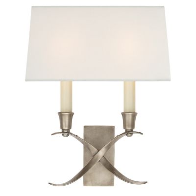 Cross Bouillotte Wall Sconce (Nickel|Linen Shade) - OPEN BOX