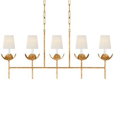 Illana Linear Suspension (Gold Leaf w/Linen Shade)-OPEN BOX
