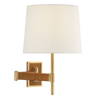 Elle Swing Arm Wall Sconce (Brass and Dark Rattan)-OPEN BOX