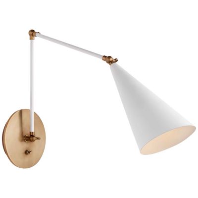 Clemente Swing Arm Wall Sconce (White with Brass) - OPEN BOX