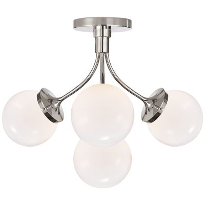 Prescott Semi-Flushmount (Nickel w/White Glass) - OPEN BOX