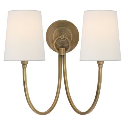 Reed Double Wall Sconce (Antique Brass|Linen) - OPEN BOX