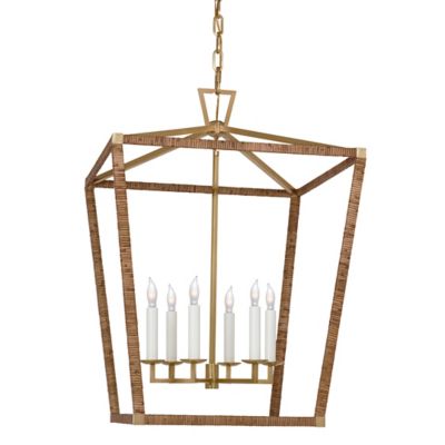 Darlana Lantern Pendant (Brass with Natural|Large)-OPEN BOX