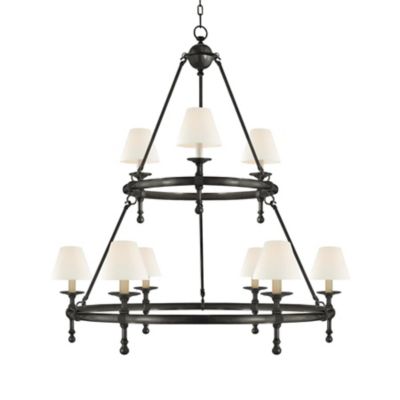 Classic Two-Tier Ring Chandelier (Bronze|Linen) - OPEN BOX