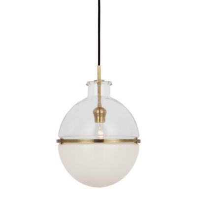 Maxey Globe Pendant(Antique Brass|Clear with White)-OPEN BOX